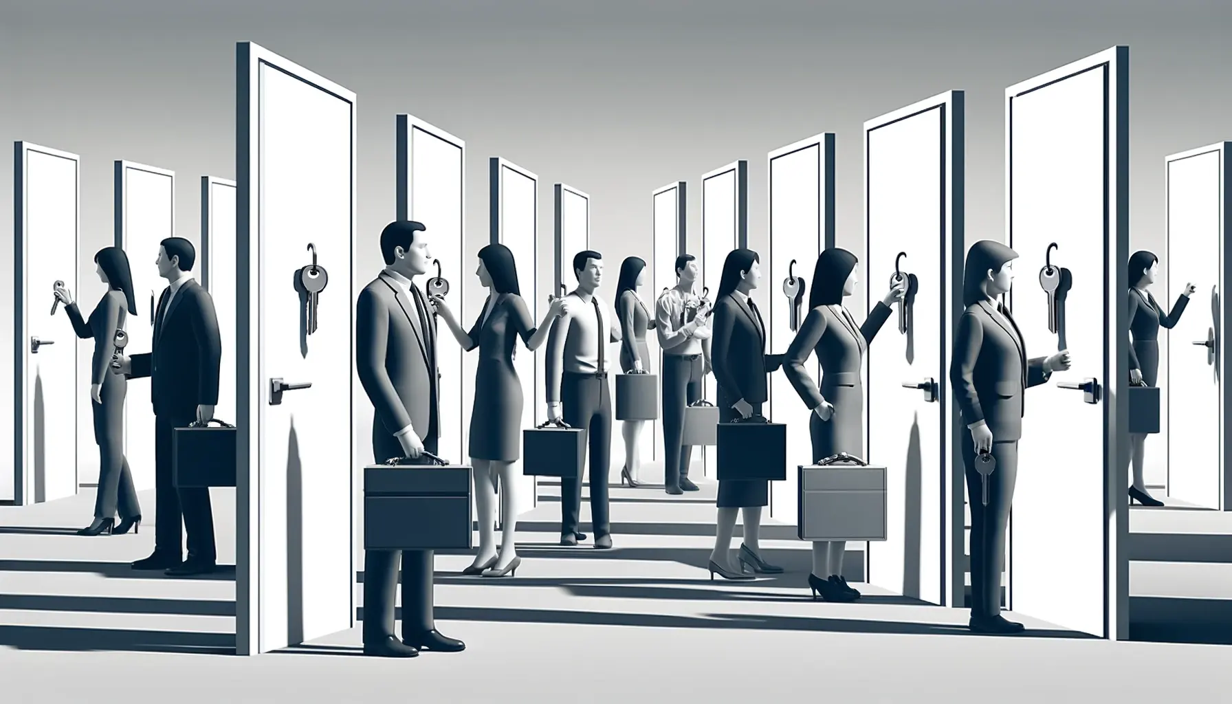 Illustrates employees have access to all doors.